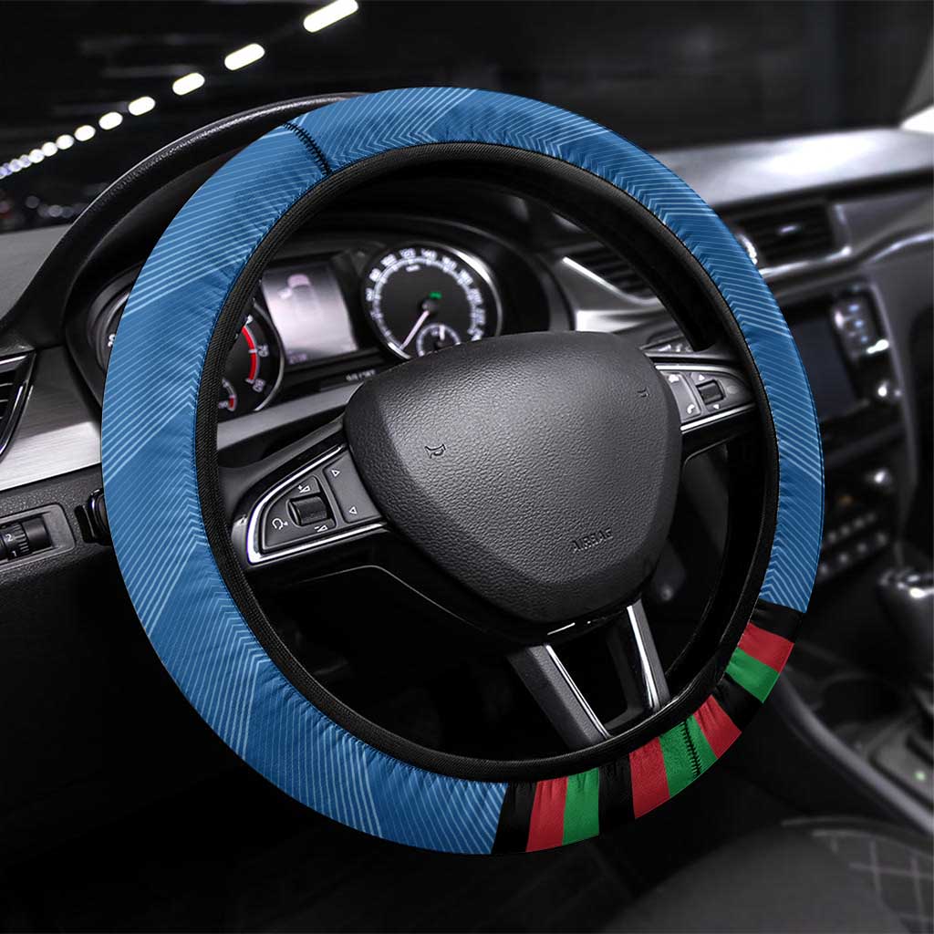 Afghanistan Cricket Steering Wheel Cover Afghan Coat Of Arm with Special Flag