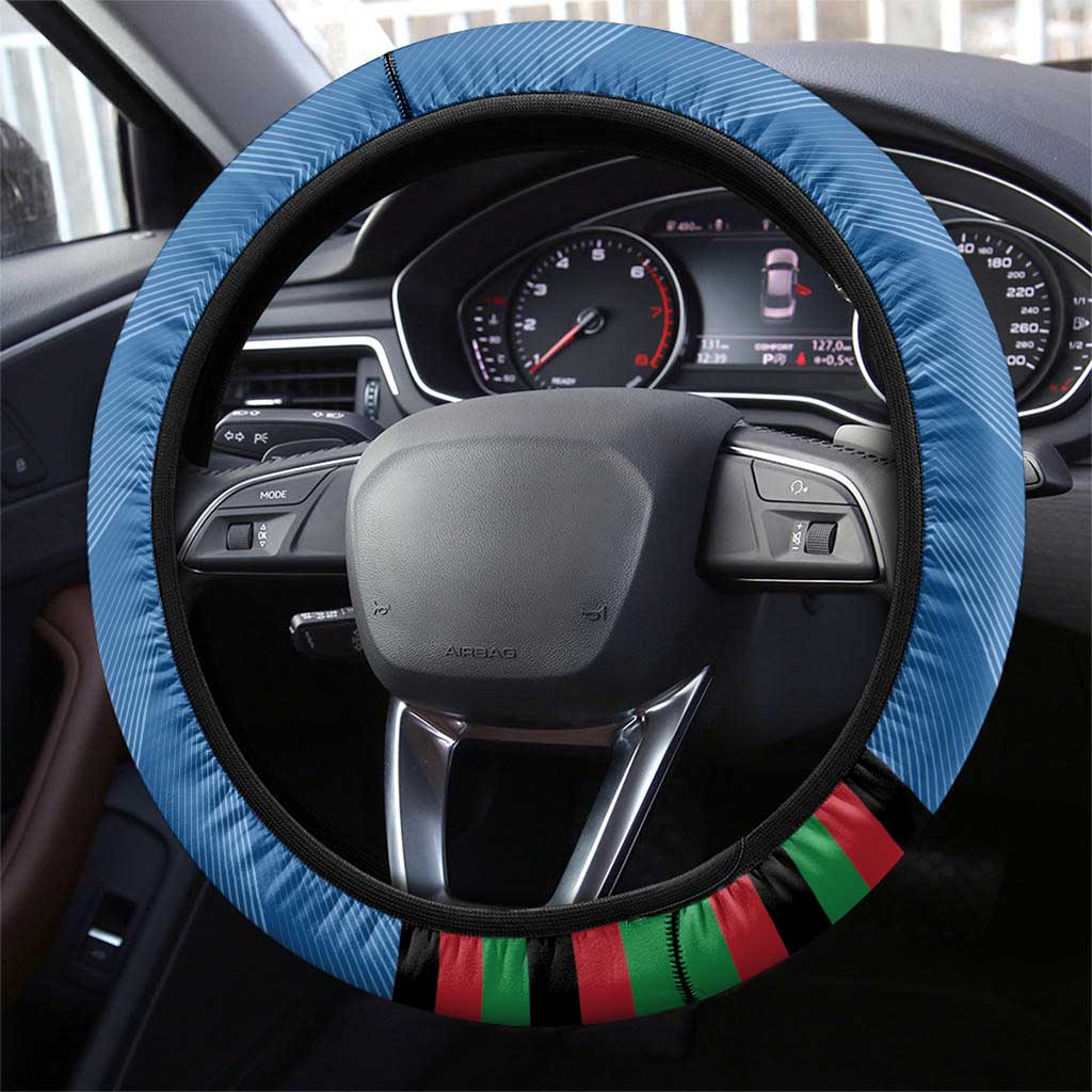 Afghanistan Cricket Steering Wheel Cover Afghan Coat Of Arm with Special Flag