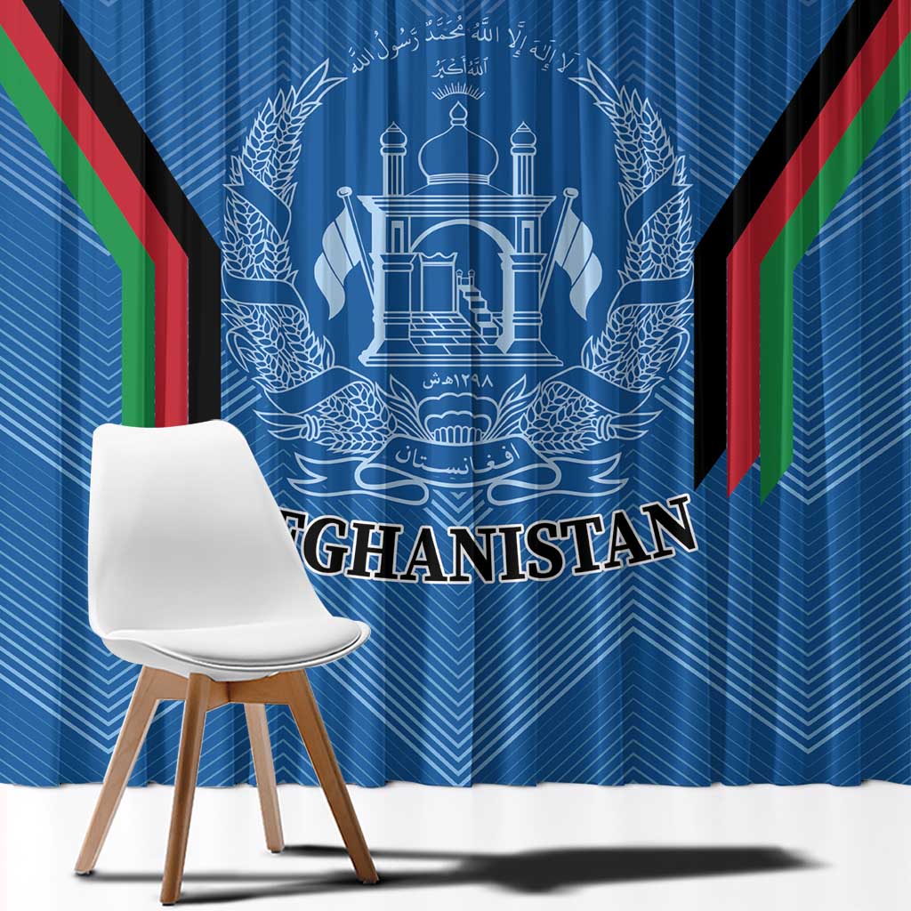 Custom Afghanistan Cricket Window Curtain Afghan Coat Of Arm with Special Flag