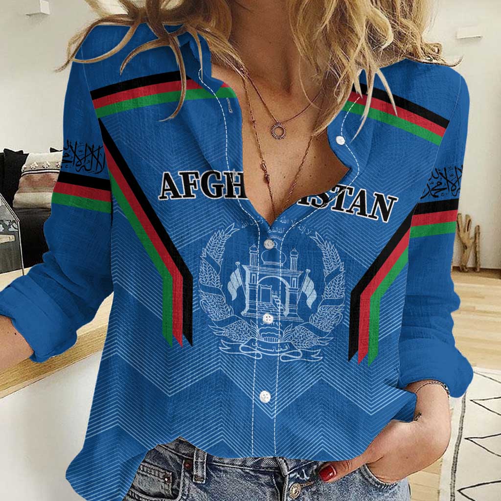 Custom Afghanistan Cricket Women Casual Shirt Afghan Coat Of Arm with Special Flag