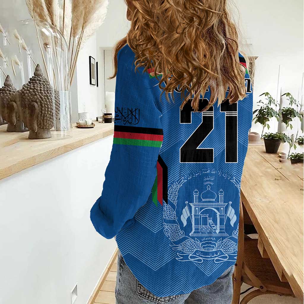 Custom Afghanistan Cricket Women Casual Shirt Afghan Coat Of Arm with Special Flag
