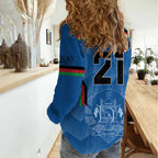 Custom Afghanistan Cricket Women Casual Shirt Afghan Coat Of Arm with Special Flag