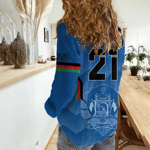 Custom Afghanistan Cricket Women Casual Shirt Afghan Coat Of Arm with Special Flag