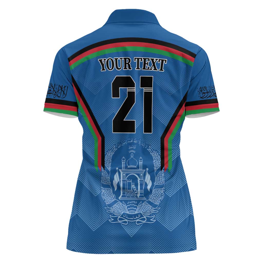 Custom Afghanistan Cricket Women Polo Shirt Afghan Coat Of Arm with Special Flag