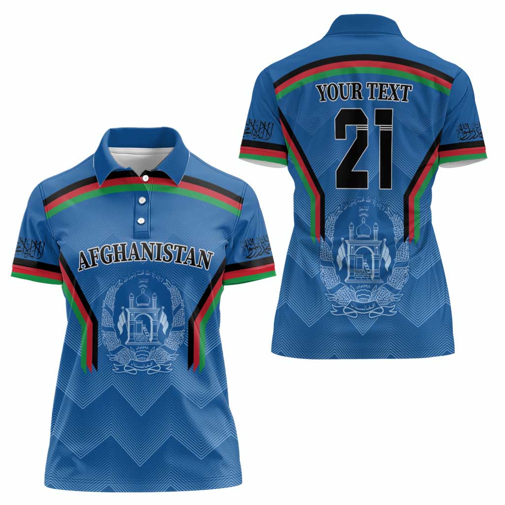 Custom Afghanistan Cricket Women Polo Shirt Afghan Coat Of Arm with Special Flag