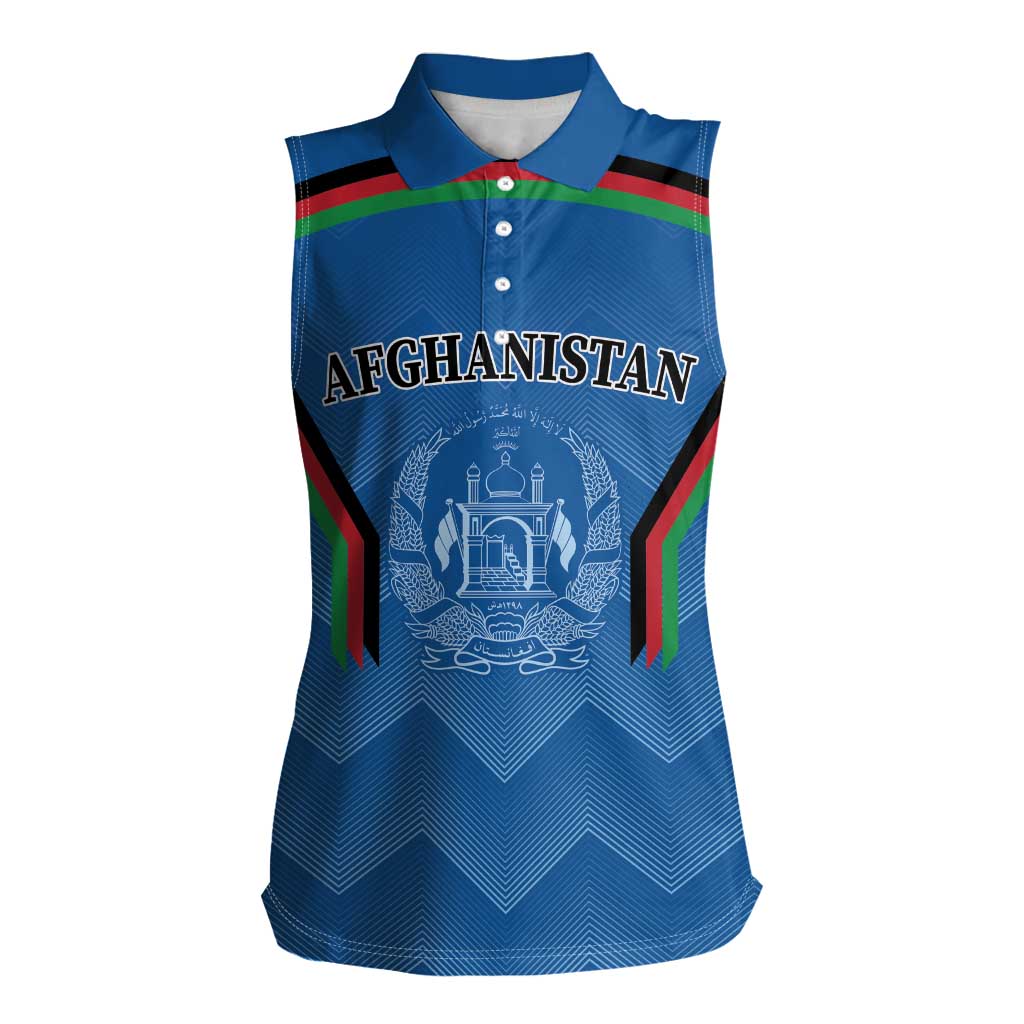 Custom Afghanistan Cricket Women Sleeveless Polo Shirt Afghan Coat Of Arm with Special Flag