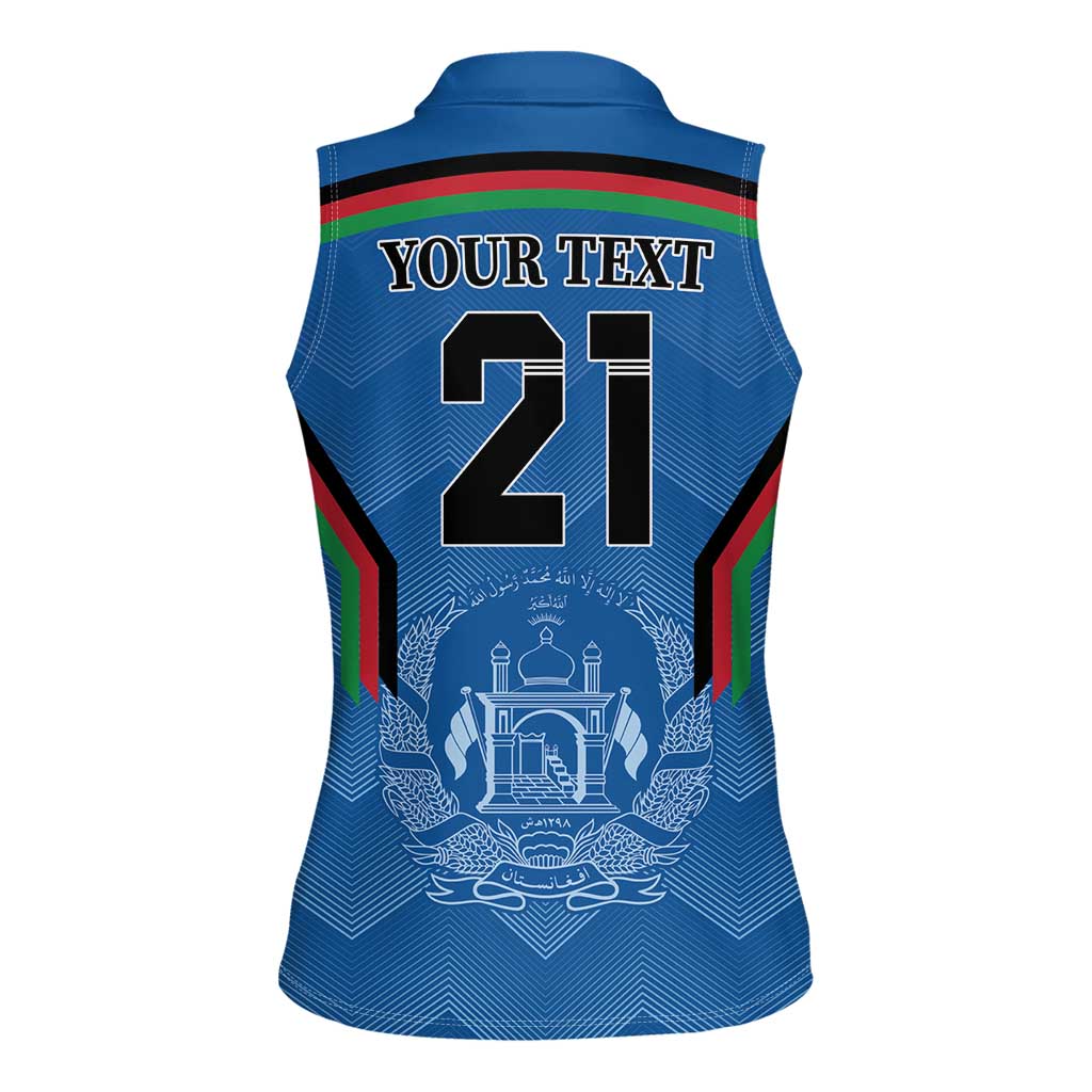 Custom Afghanistan Cricket Women Sleeveless Polo Shirt Afghan Coat Of Arm with Special Flag