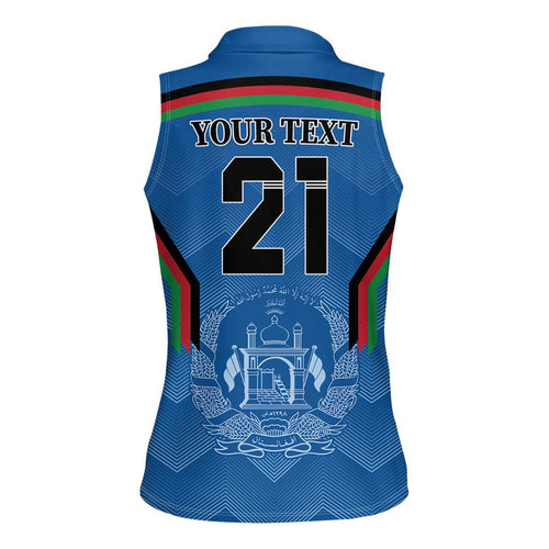 Custom Afghanistan Cricket Women Sleeveless Polo Shirt Afghan Coat Of Arm with Special Flag