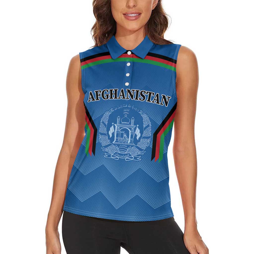 Custom Afghanistan Cricket Women Sleeveless Polo Shirt Afghan Coat Of Arm with Special Flag