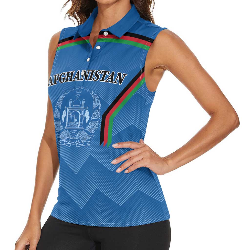 Custom Afghanistan Cricket Women Sleeveless Polo Shirt Afghan Coat Of Arm with Special Flag