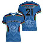 Custom Afghanistan Cricket Women V-Neck T-Shirt Afghan Coat Of Arm with Special Flag