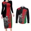 Custom Afghanistan Cricket Couples Matching Long Sleeve Bodycon Dress and Long Sleeve Button Shirt Sporty Version