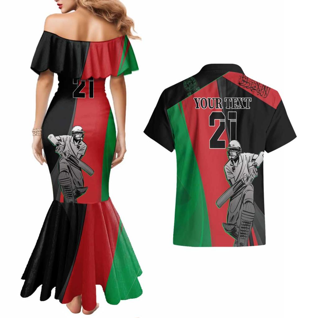 Custom Afghanistan Cricket Couples Matching Mermaid Dress and Hawaiian Shirt Sporty Version