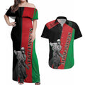 Custom Afghanistan Cricket Couples Matching Off Shoulder Maxi Dress and Hawaiian Shirt Sporty Version