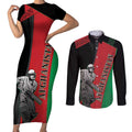 Custom Afghanistan Cricket Couples Matching Short Sleeve Bodycon Dress and Long Sleeve Button Shirt Sporty Version