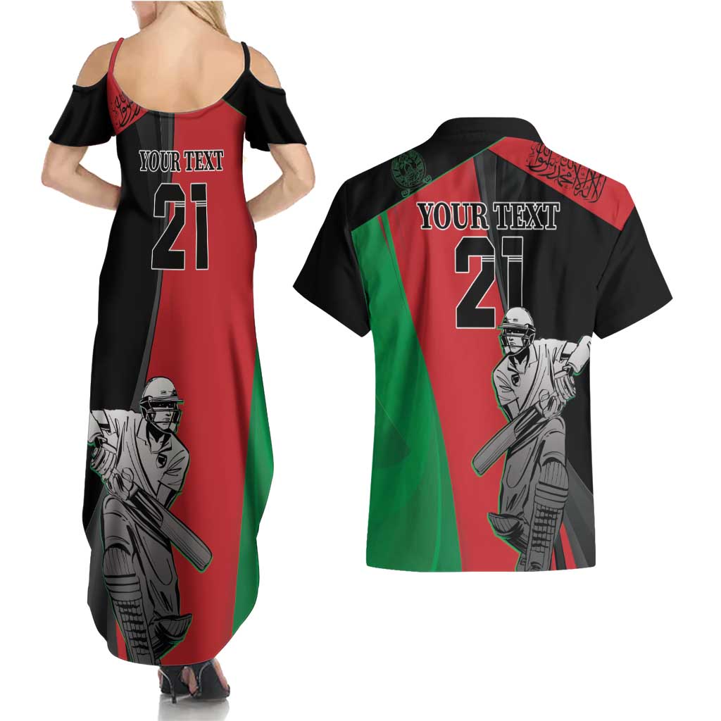 Custom Afghanistan Cricket Couples Matching Summer Maxi Dress and Hawaiian Shirt Sporty Version
