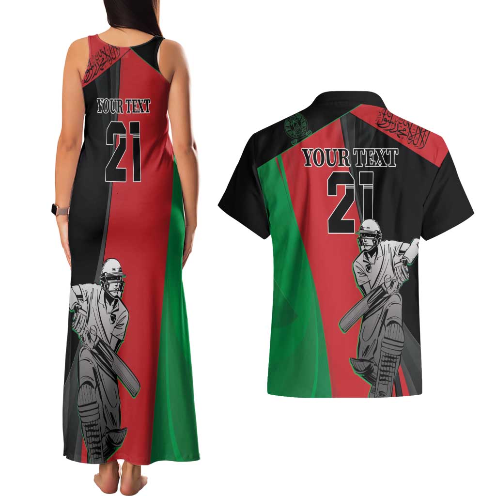 Custom Afghanistan Cricket Couples Matching Tank Maxi Dress and Hawaiian Shirt Sporty Version