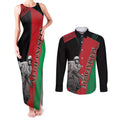 Custom Afghanistan Cricket Couples Matching Tank Maxi Dress and Long Sleeve Button Shirt Sporty Version