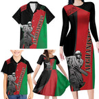 Custom Afghanistan Cricket Family Matching Long Sleeve Bodycon Dress and Hawaiian Shirt Sporty Version