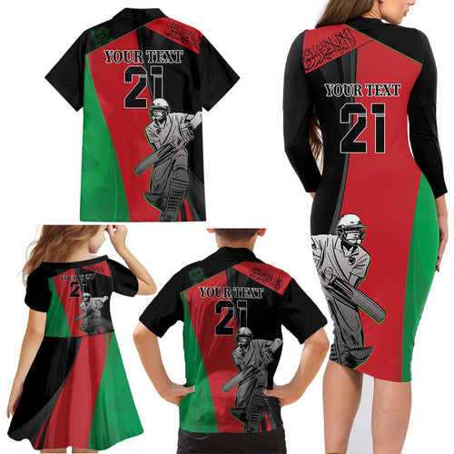 Custom Afghanistan Cricket Family Matching Long Sleeve Bodycon Dress and Hawaiian Shirt Sporty Version