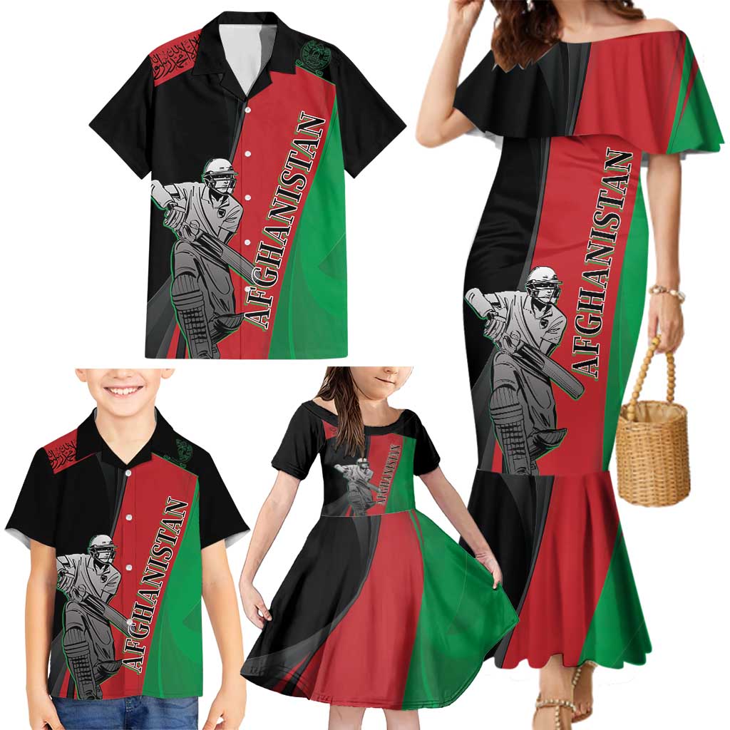 Custom Afghanistan Cricket Family Matching Mermaid Dress and Hawaiian Shirt Sporty Version