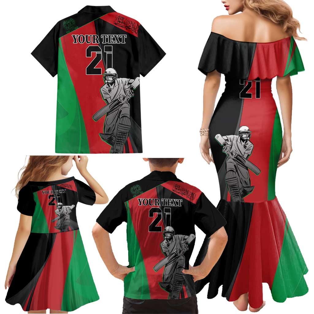 Custom Afghanistan Cricket Family Matching Mermaid Dress and Hawaiian Shirt Sporty Version