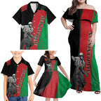 Custom Afghanistan Cricket Family Matching Off Shoulder Maxi Dress and Hawaiian Shirt Sporty Version