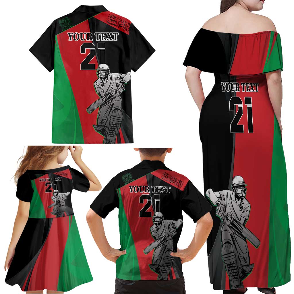 Custom Afghanistan Cricket Family Matching Off Shoulder Maxi Dress and Hawaiian Shirt Sporty Version