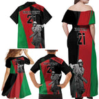 Custom Afghanistan Cricket Family Matching Off Shoulder Maxi Dress and Hawaiian Shirt Sporty Version