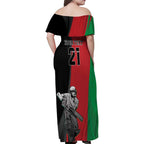 Custom Afghanistan Cricket Family Matching Off Shoulder Maxi Dress and Hawaiian Shirt Sporty Version
