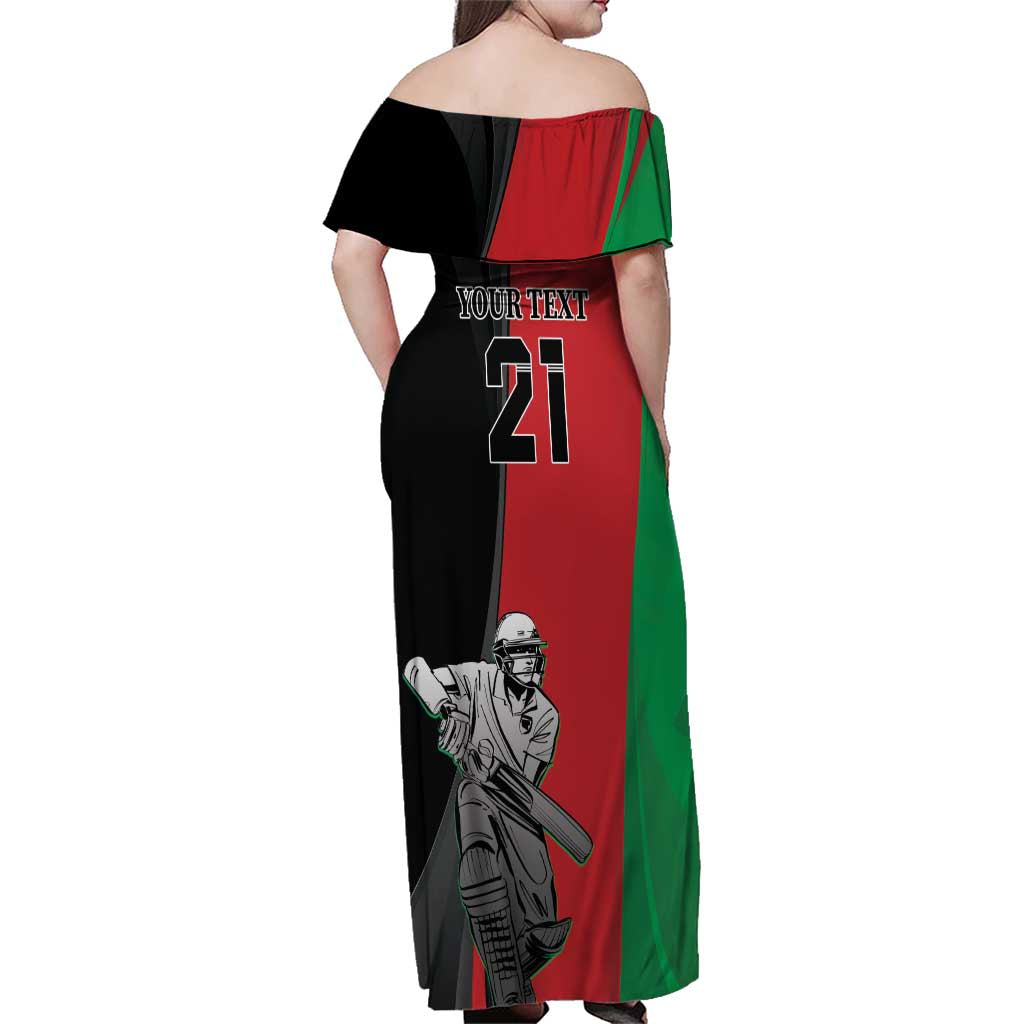 Custom Afghanistan Cricket Family Matching Off Shoulder Maxi Dress and Hawaiian Shirt Sporty Version