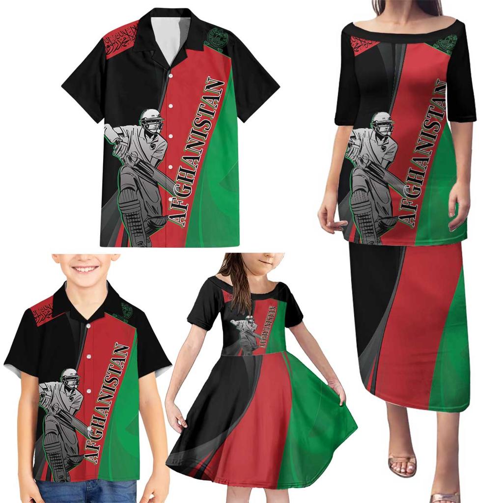 Custom Afghanistan Cricket Family Matching Puletasi and Hawaiian Shirt Sporty Version
