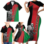 Custom Afghanistan Cricket Family Matching Short Sleeve Bodycon Dress and Hawaiian Shirt Sporty Version