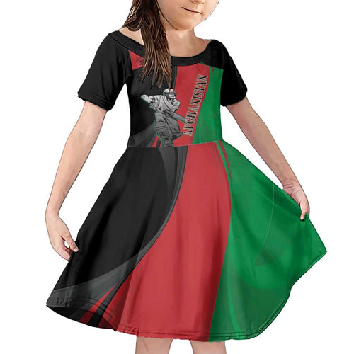 Custom Afghanistan Cricket Family Matching Short Sleeve Bodycon Dress and Hawaiian Shirt Sporty Version