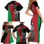 Custom Afghanistan Cricket Family Matching Short Sleeve Bodycon Dress and Hawaiian Shirt Sporty Version