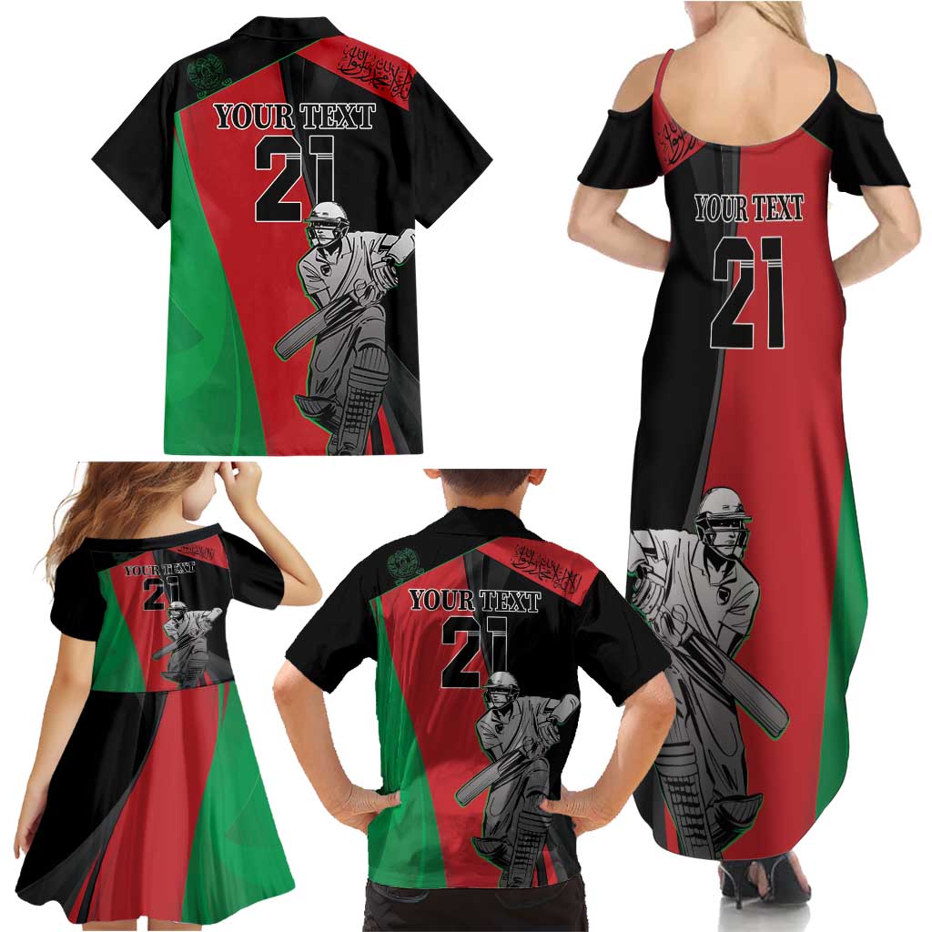 Custom Afghanistan Cricket Family Matching Summer Maxi Dress and Hawaiian Shirt Sporty Version