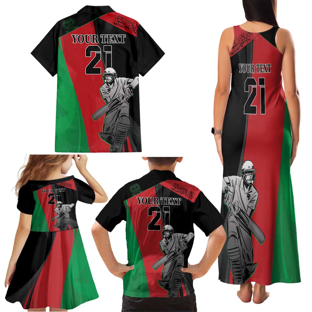 Custom Afghanistan Cricket Family Matching Tank Maxi Dress and Hawaiian Shirt Sporty Version
