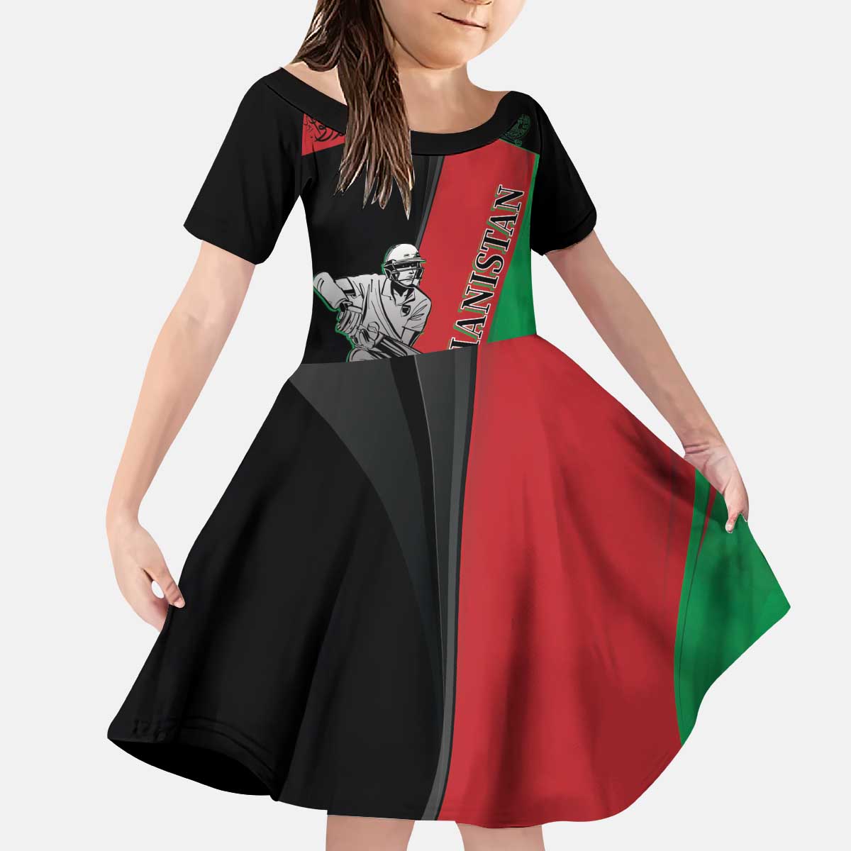 Custom Afghanistan Cricket Kid Short Sleeve Dress Sporty Version