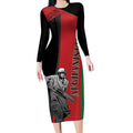 Custom Afghanistan Cricket Long Sleeve Bodycon Dress Sporty Version