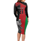 Custom Afghanistan Cricket Long Sleeve Bodycon Dress Sporty Version