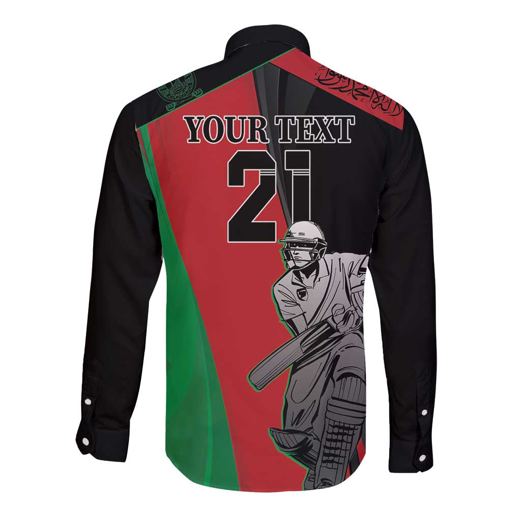 Custom Afghanistan Cricket Long Sleeve Button Shirt Sporty Version