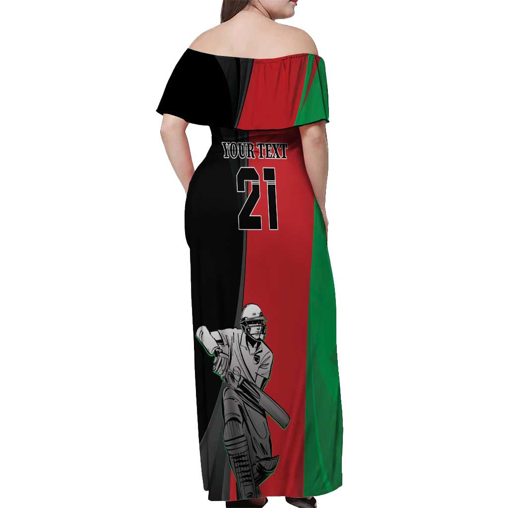 Custom Afghanistan Cricket Off Shoulder Maxi Dress Sporty Version