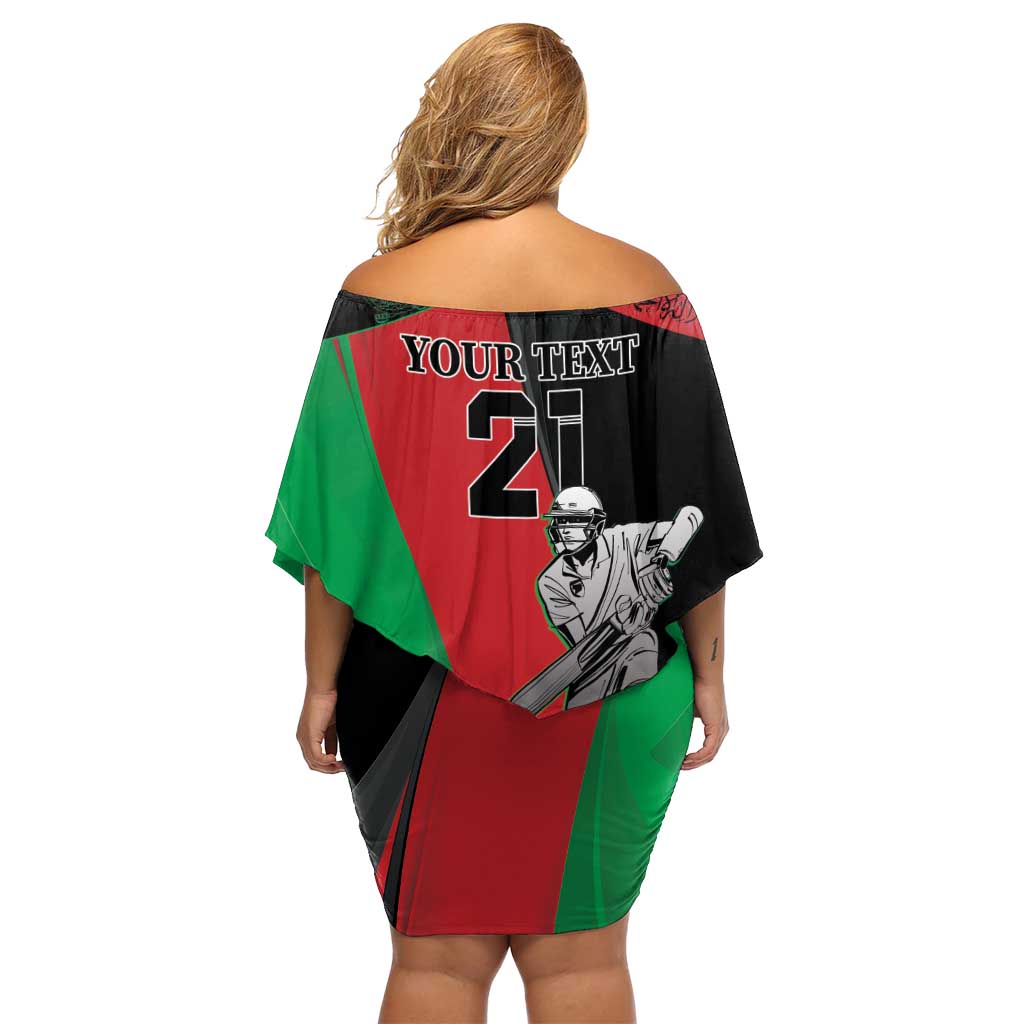 Custom Afghanistan Cricket Off Shoulder Short Dress Sporty Version