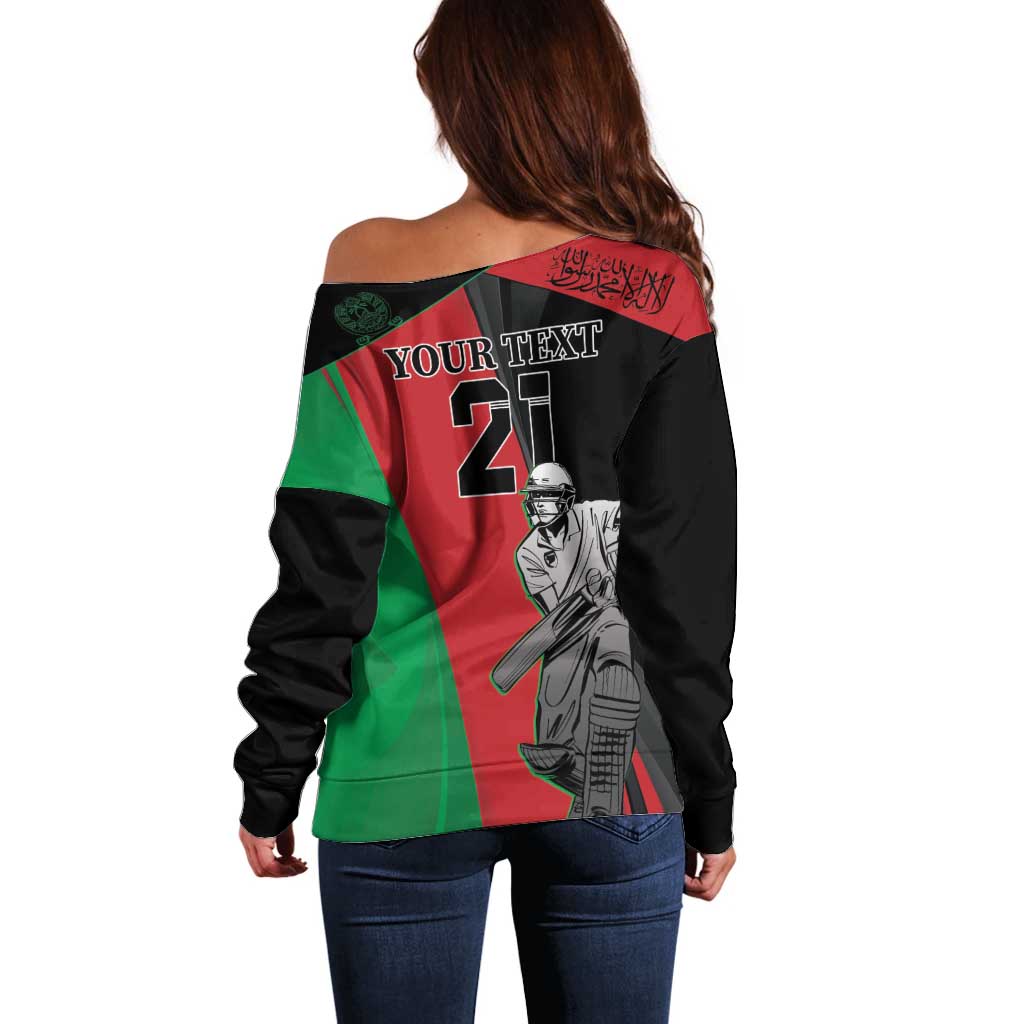 Custom Afghanistan Cricket Off Shoulder Sweater Sporty Version