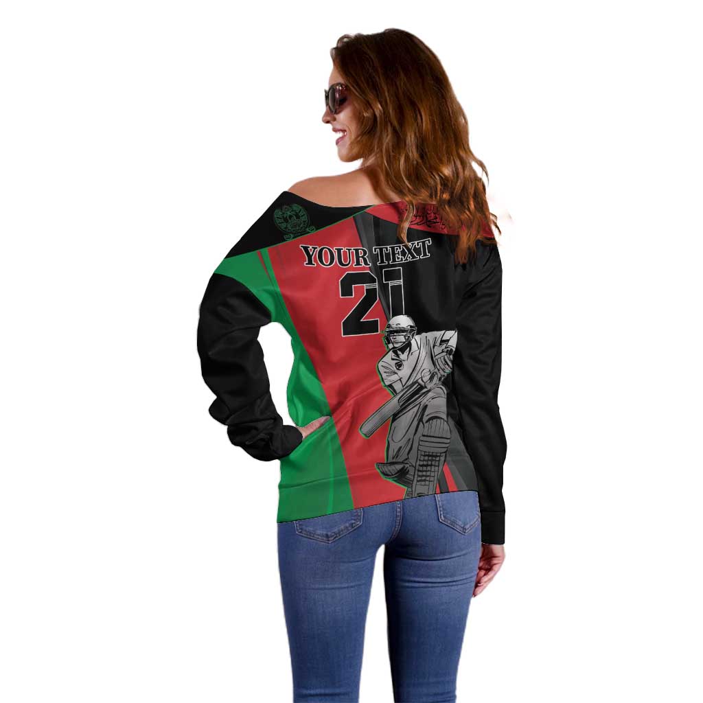 Custom Afghanistan Cricket Off Shoulder Sweater Sporty Version