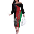 Custom Afghanistan Cricket Off The Shoulder Long Sleeve Dress Sporty Version