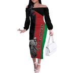 Custom Afghanistan Cricket Off The Shoulder Long Sleeve Dress Sporty Version