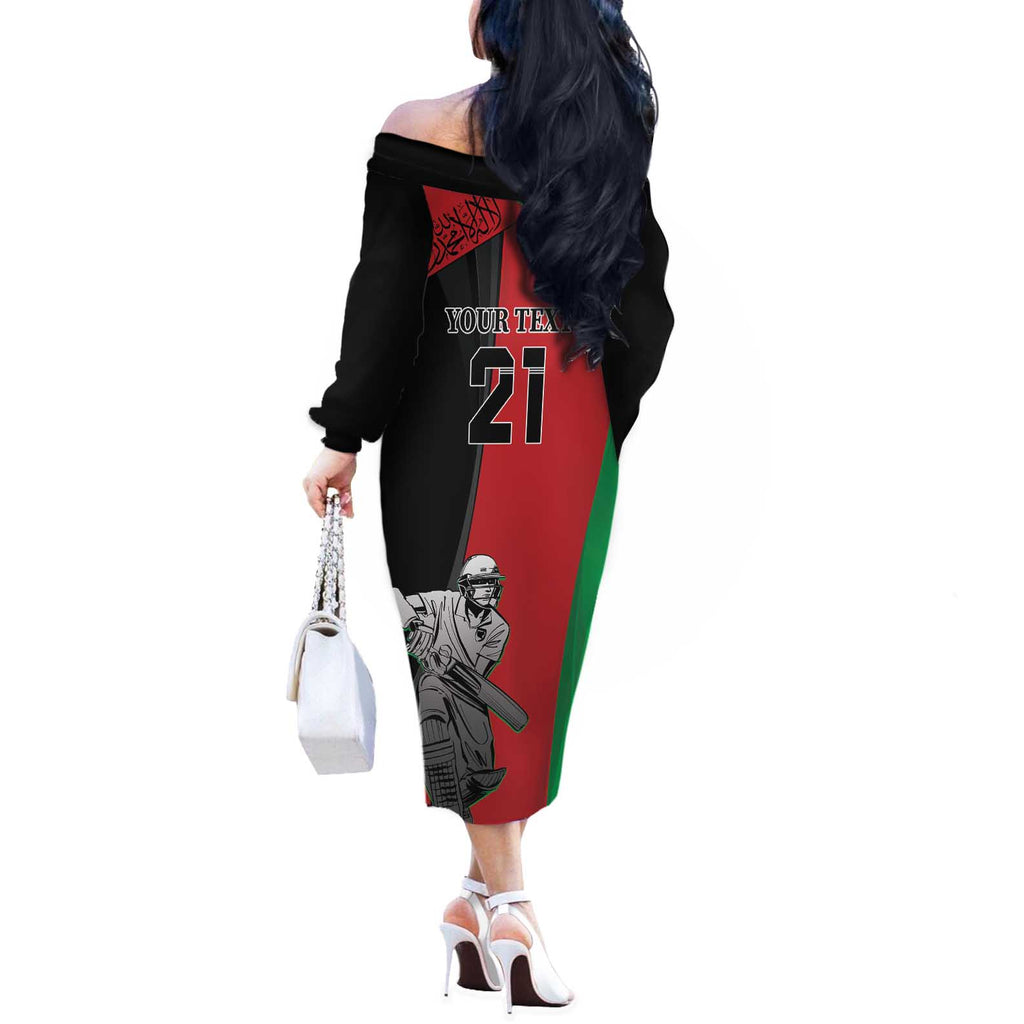 Custom Afghanistan Cricket Off The Shoulder Long Sleeve Dress Sporty Version