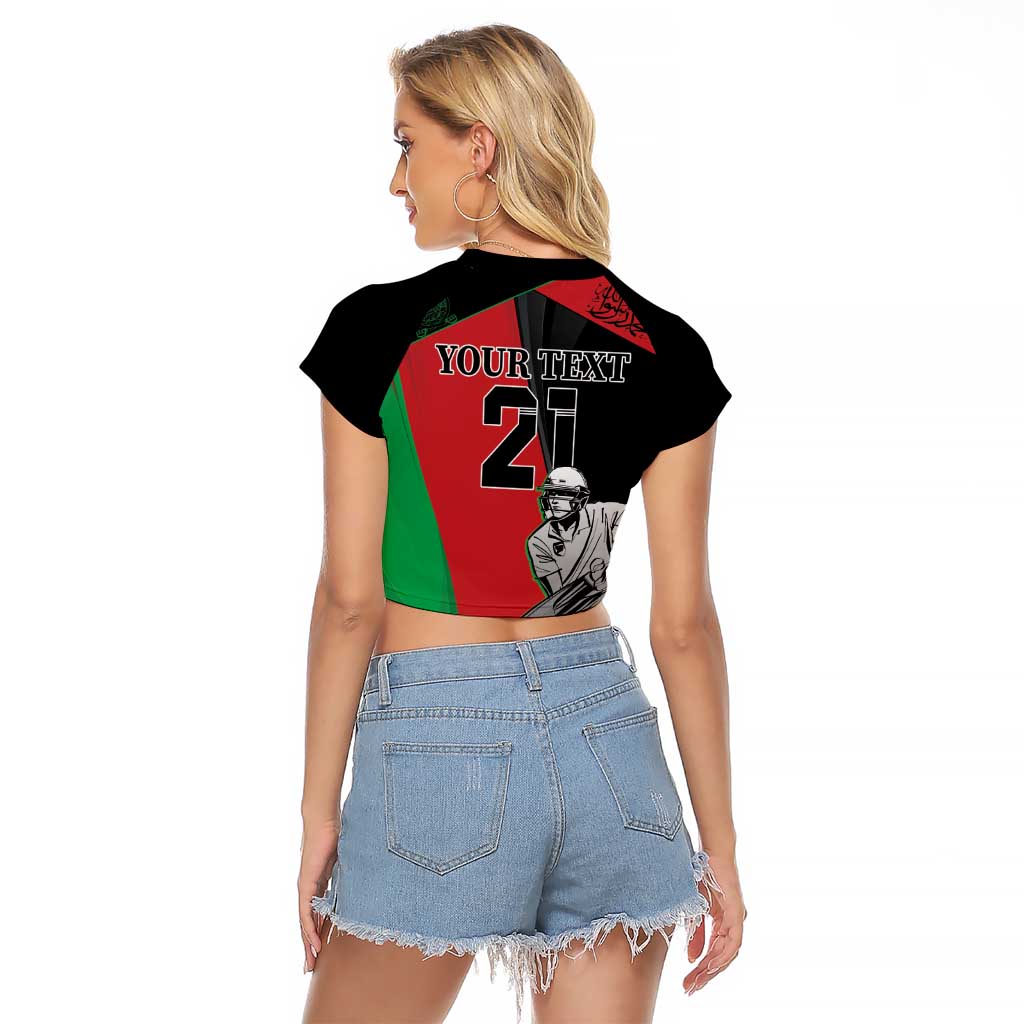Custom Afghanistan Cricket Raglan Cropped T Shirt Sporty Version