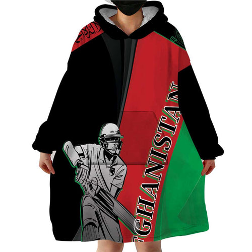 Custom Afghanistan Cricket Wearable Blanket Hoodie Sporty Version